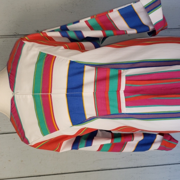 Vintage Christian Dior House Dress Colorful Stripe - Picture 5 of 15